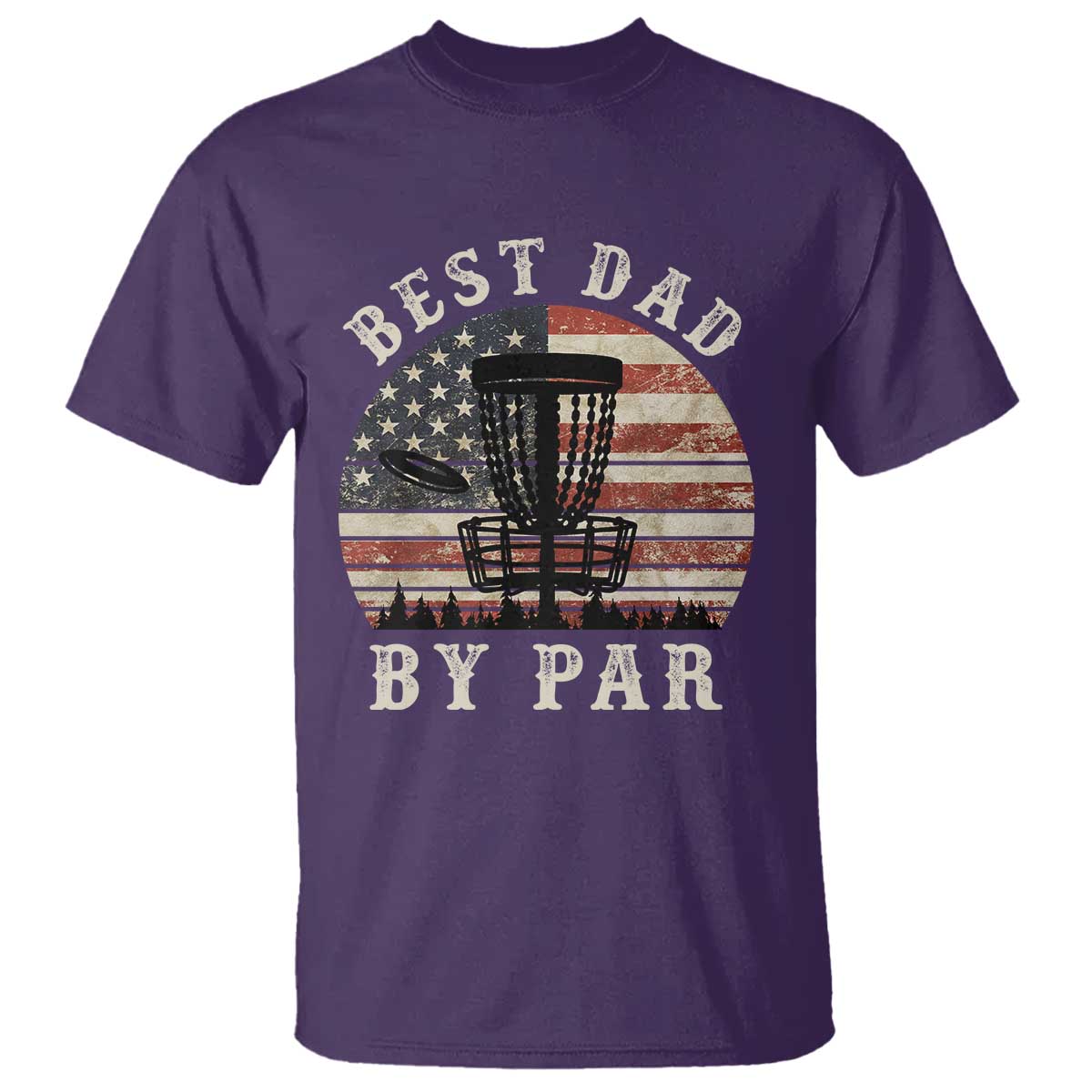 Funny Disc Golf Dad Best Dad By Par T Shirt Vintage American Flag Fathers Day