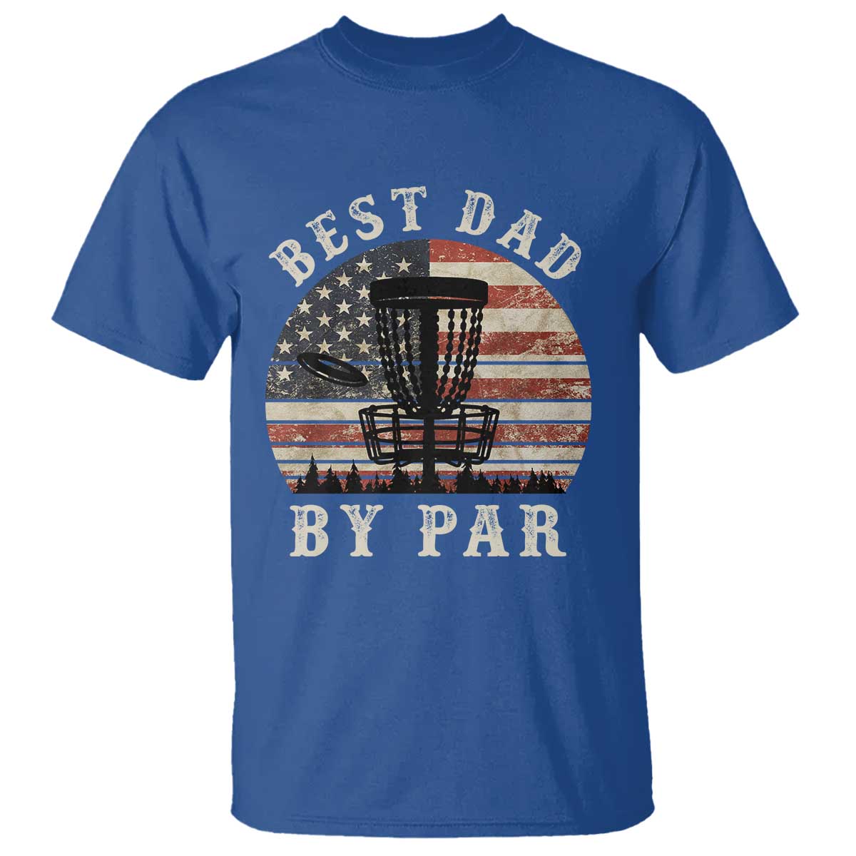 Funny Disc Golf Dad Best Dad By Par T Shirt Vintage American Flag Fathers Day