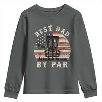 Funny Disc Golf Dad Best Dad By Par Youth Sweatshirt Vintage American Flag Fathers Day
