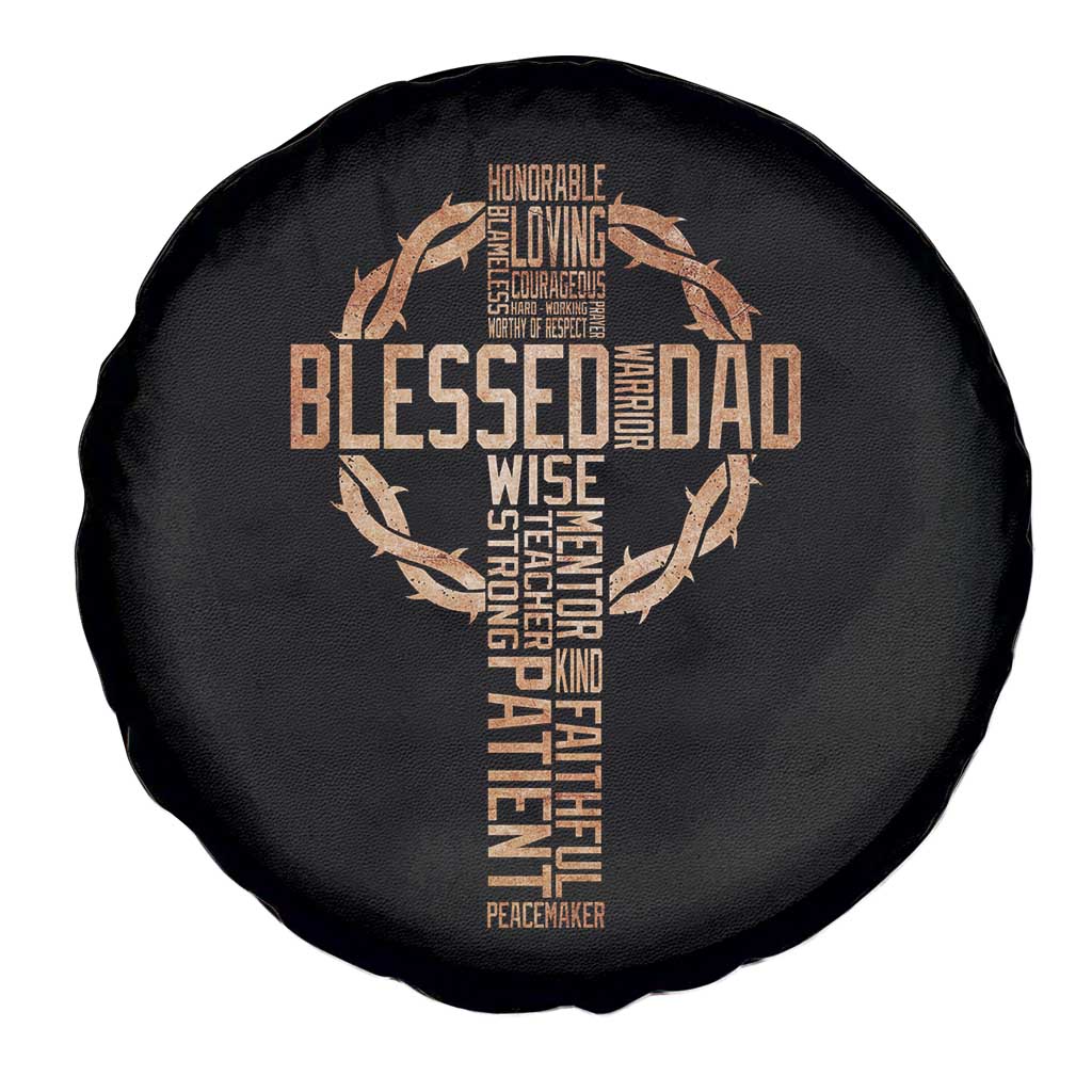 Blessed Dad Christian Spare Tire Cover Religious Cross Fathers Day