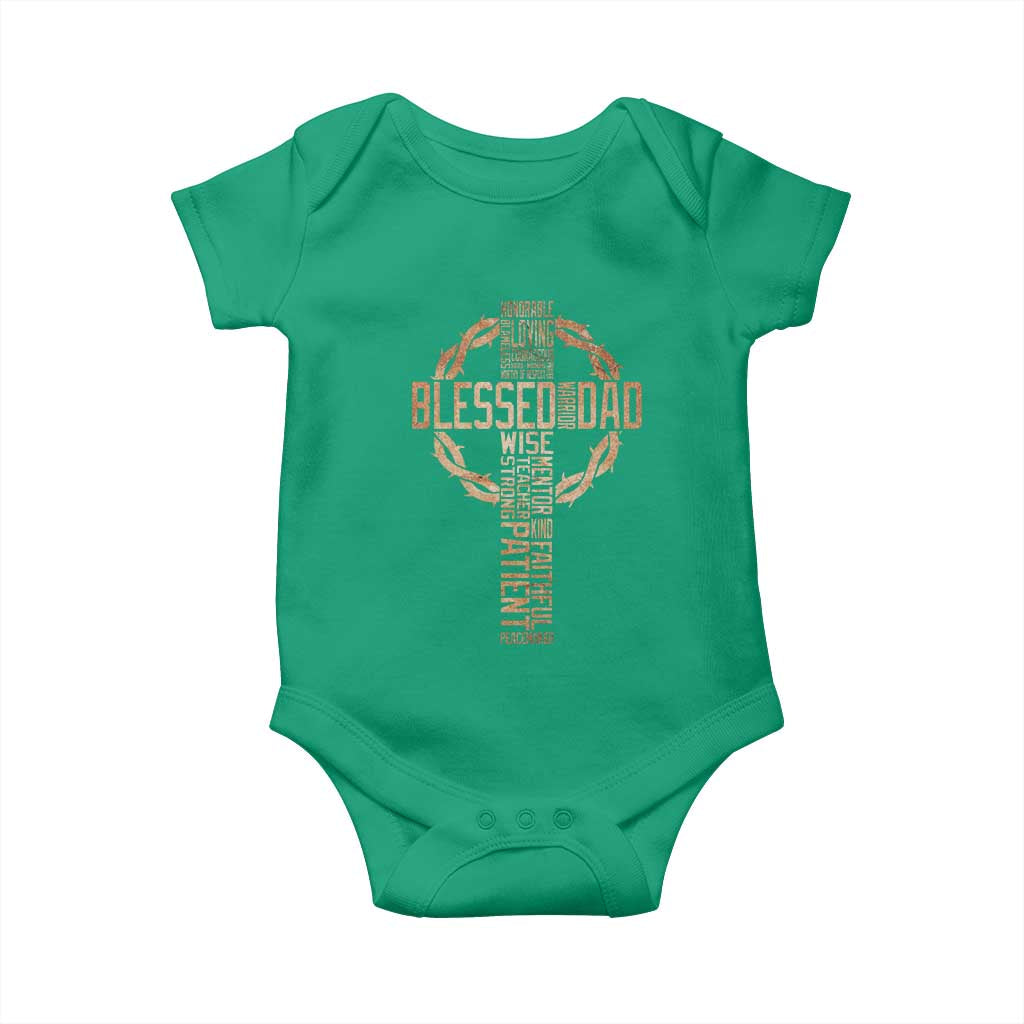 Blessed Dad Christian Baby Onesie Religious Cross Fathers Day