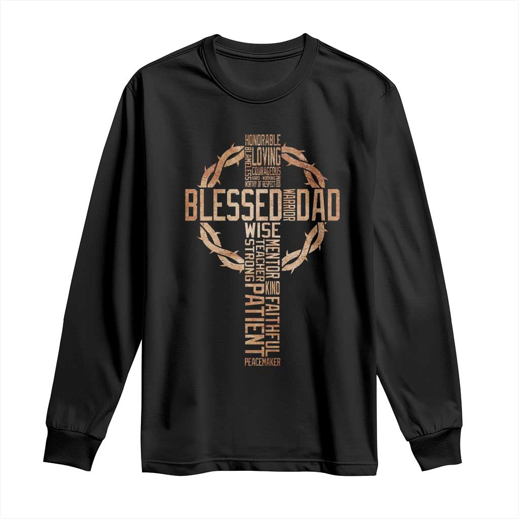 Blessed Dad Christian Long Sleeve Shirt Religious Cross Fathers Day
