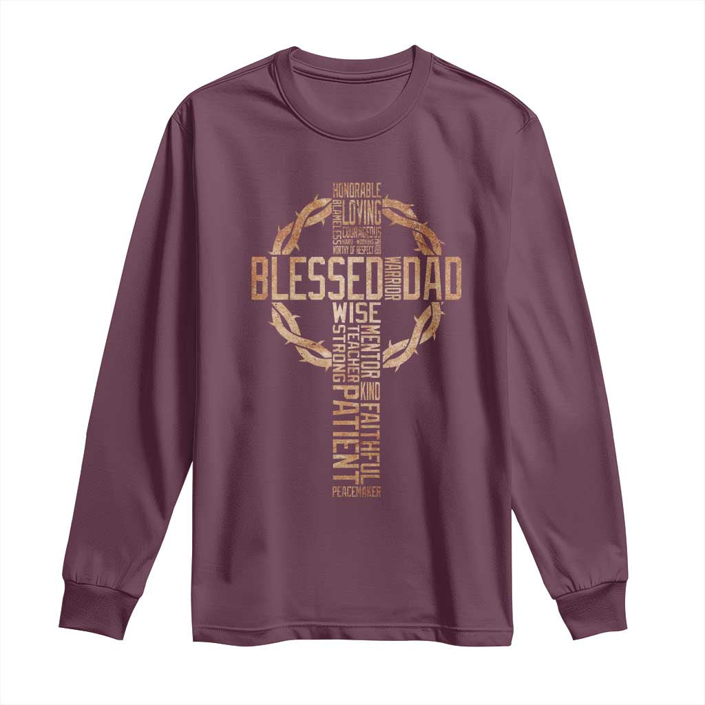 Blessed Dad Christian Long Sleeve Shirt Religious Cross Fathers Day