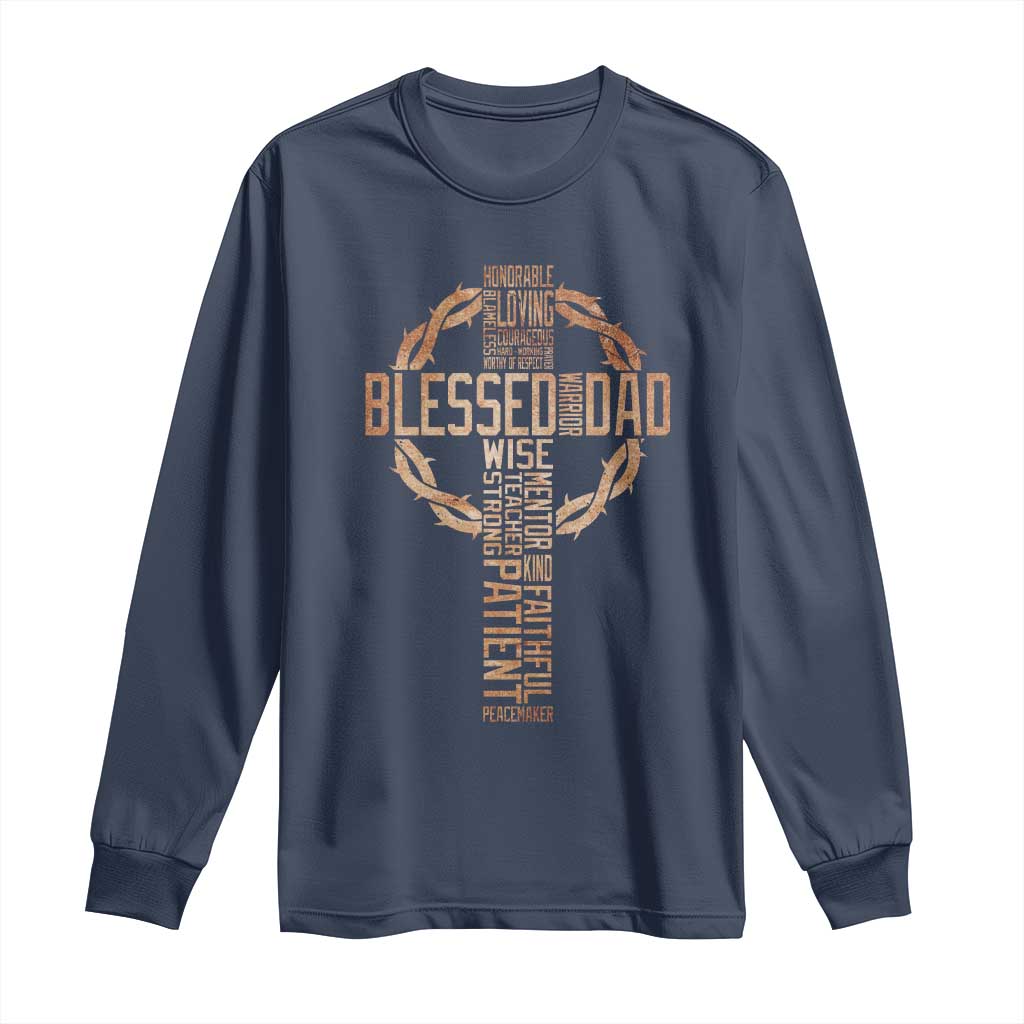Blessed Dad Christian Long Sleeve Shirt Religious Cross Fathers Day
