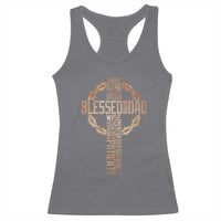 Blessed Dad Christian Racerback Tank Top Religious Cross Fathers Day