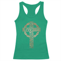 Blessed Dad Christian Racerback Tank Top Religious Cross Fathers Day