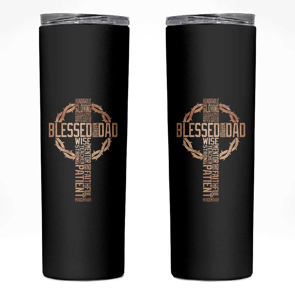Blessed Dad Christian Skinny Tumbler Religious Cross Fathers Day