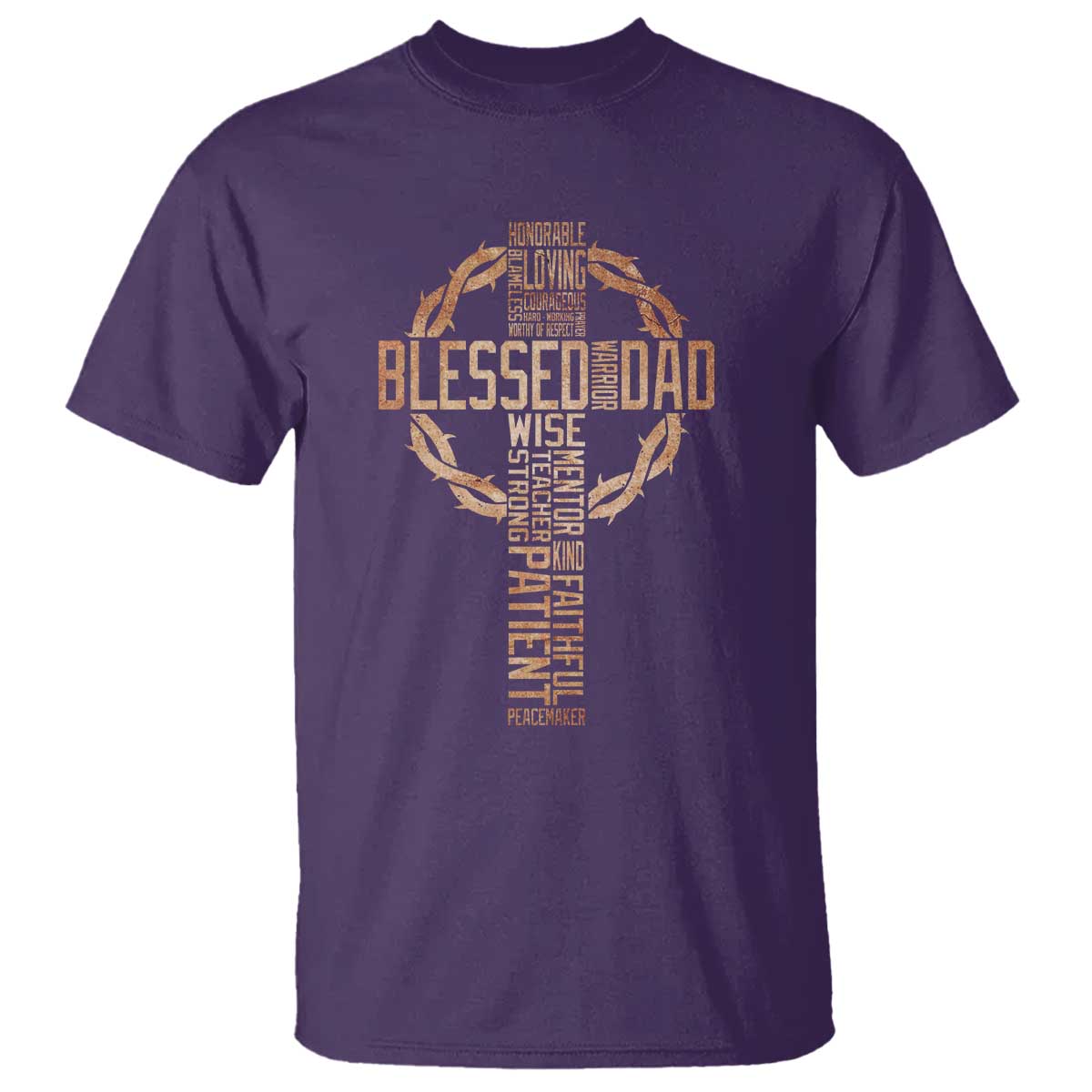 Blessed Dad Christian T Shirt Religious Cross Fathers Day