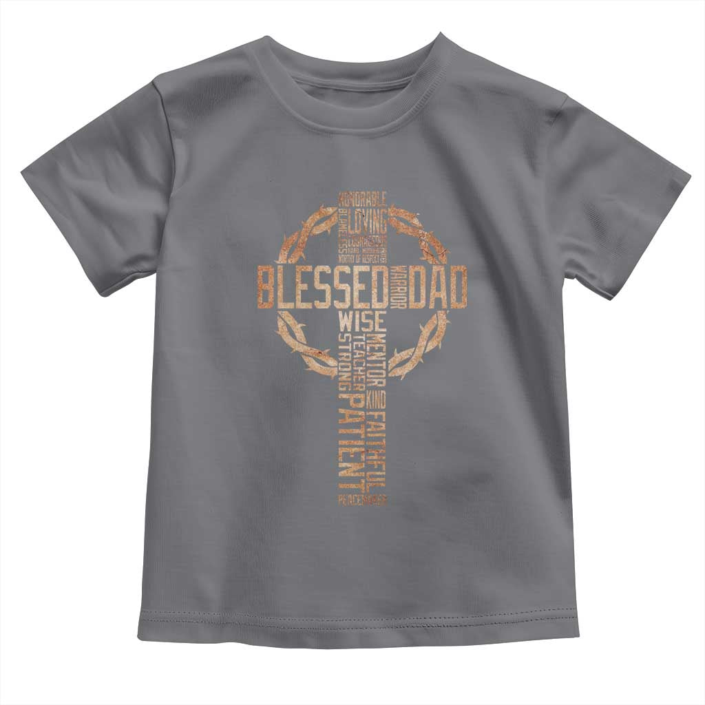 Blessed Dad Christian Toddler T Shirt Religious Cross Fathers Day