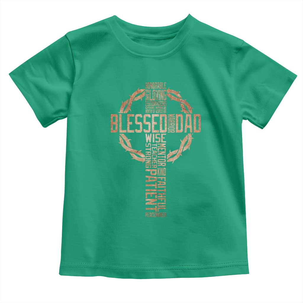 Blessed Dad Christian Toddler T Shirt Religious Cross Fathers Day