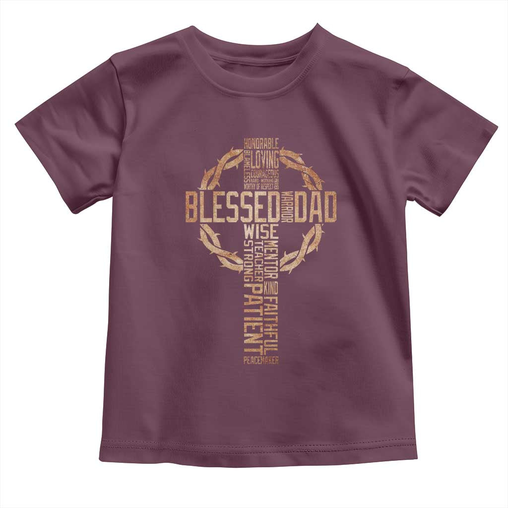 Blessed Dad Christian Toddler T Shirt Religious Cross Fathers Day