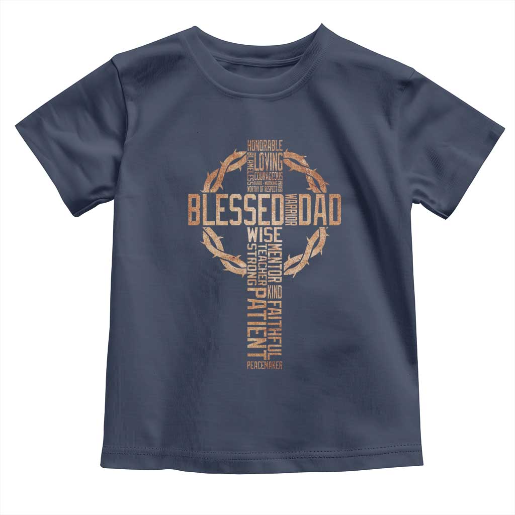 Blessed Dad Christian Toddler T Shirt Religious Cross Fathers Day