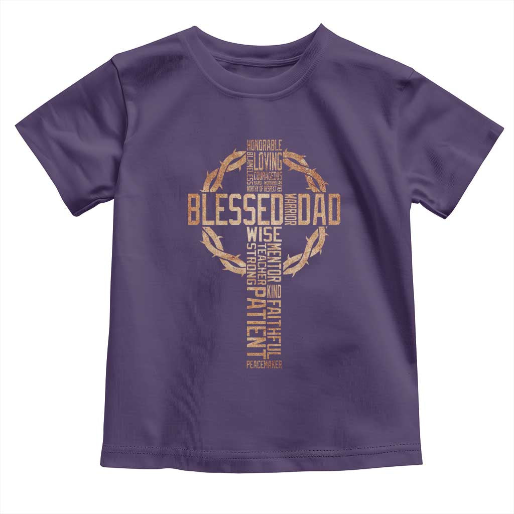 Blessed Dad Christian Toddler T Shirt Religious Cross Fathers Day