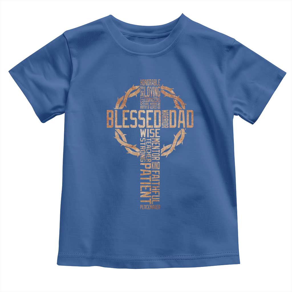 Blessed Dad Christian Toddler T Shirt Religious Cross Fathers Day