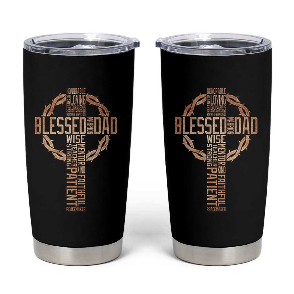 Blessed Dad Christian Tumbler Cup Religious Cross Fathers Day