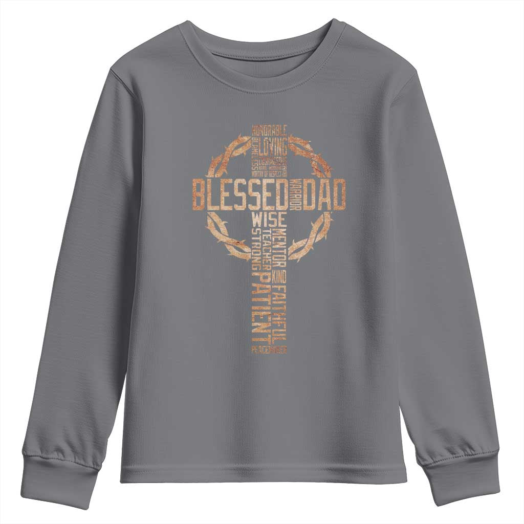 Blessed Dad Christian Youth Sweatshirt Religious Cross Fathers Day