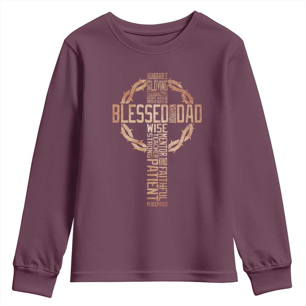 Blessed Dad Christian Youth Sweatshirt Religious Cross Fathers Day