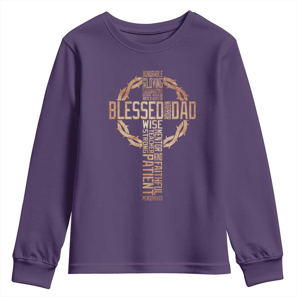 Blessed Dad Christian Youth Sweatshirt Religious Cross Fathers Day