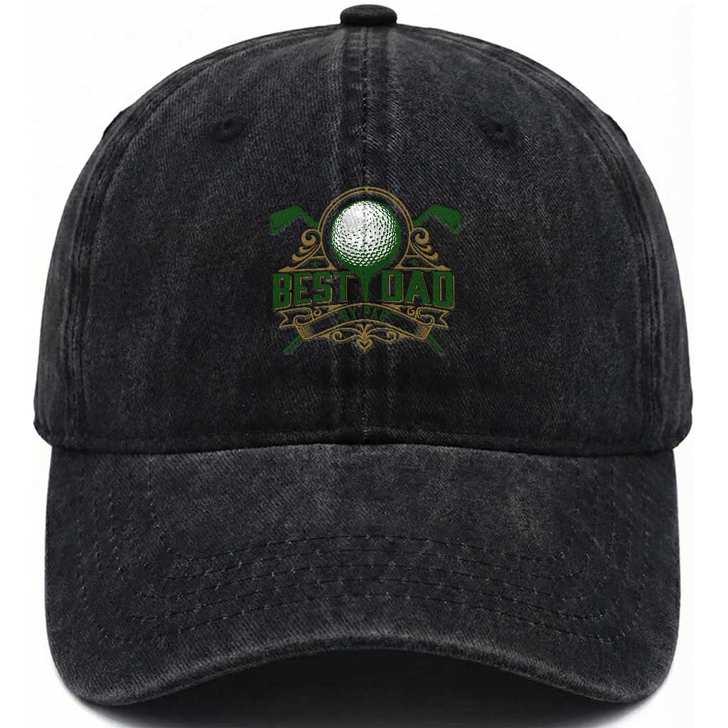 Funny Golfing Dad Washed Cotton Baseball Cap Best Dad By Par Fathers Day