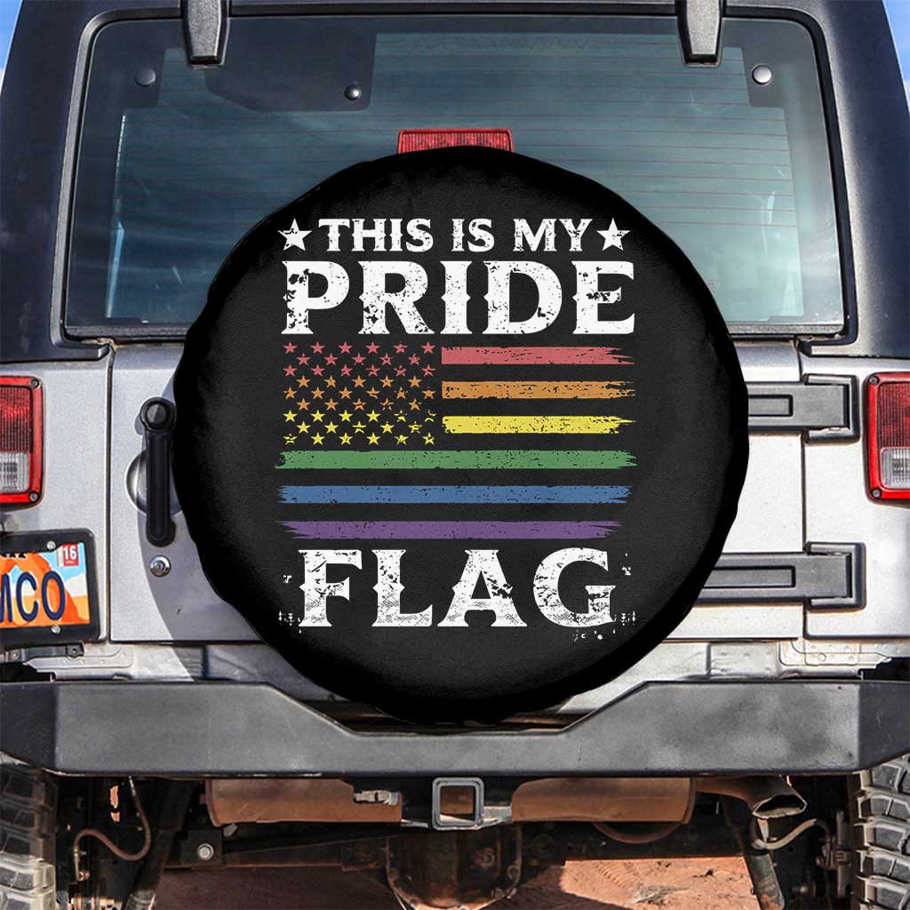 Funny LGBTQ This Is My Pride Flag Spare Tire Cover Rainbow American Flag - Wonder Print Shop