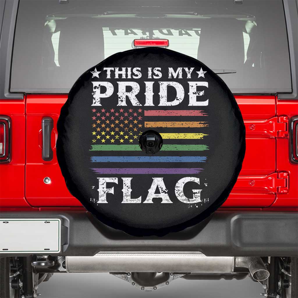 Funny LGBTQ This Is My Pride Flag Spare Tire Cover Rainbow American Flag - Wonder Print Shop