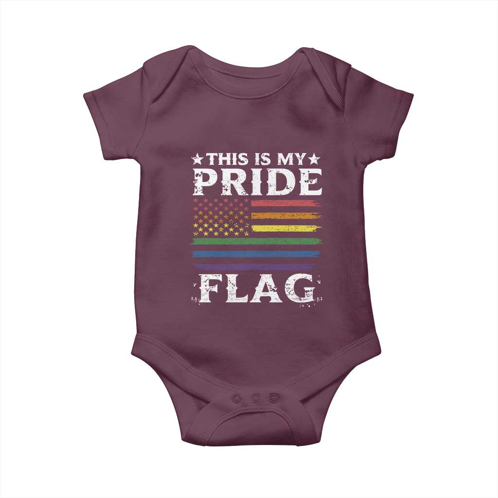 Funny LGBTQ This Is My Pride Flag Baby Onesie Rainbow American Flag - Wonder Print Shop