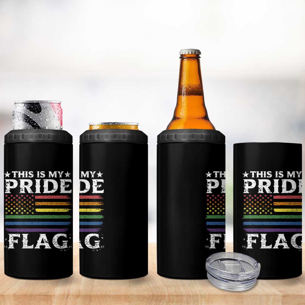 Funny LGBTQ This Is My Pride Flag 4 in 1 Can Cooler Tumbler Rainbow American Flag - Wonder Print Shop