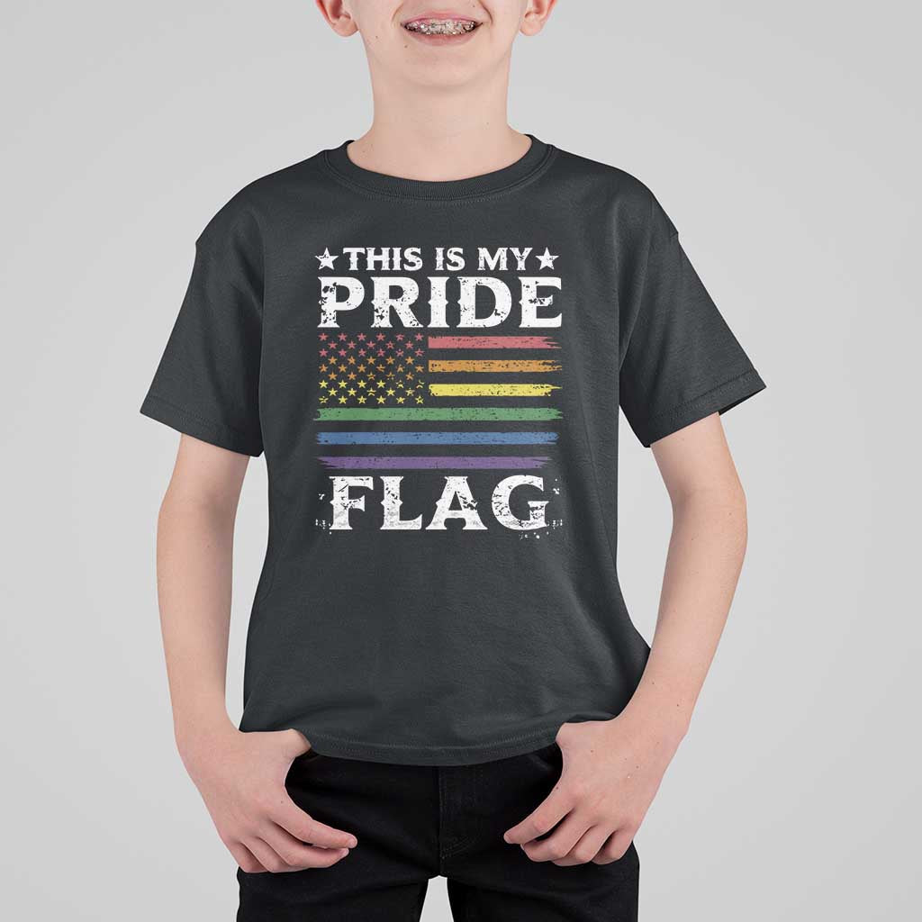 Funny LGBTQ This Is My Pride Flag T Shirt For Kid Rainbow American Flag - Wonder Print Shop