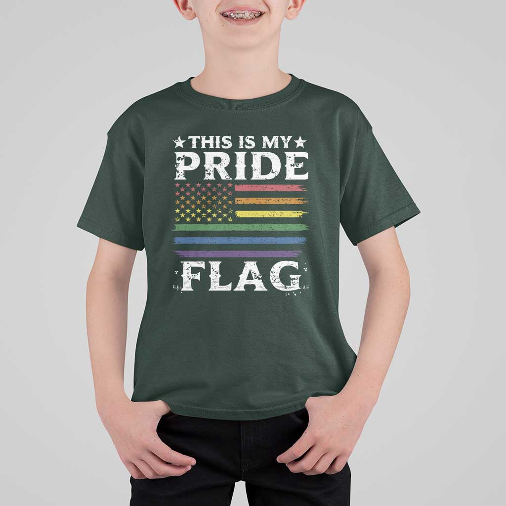 Funny LGBTQ This Is My Pride Flag T Shirt For Kid Rainbow American Flag - Wonder Print Shop