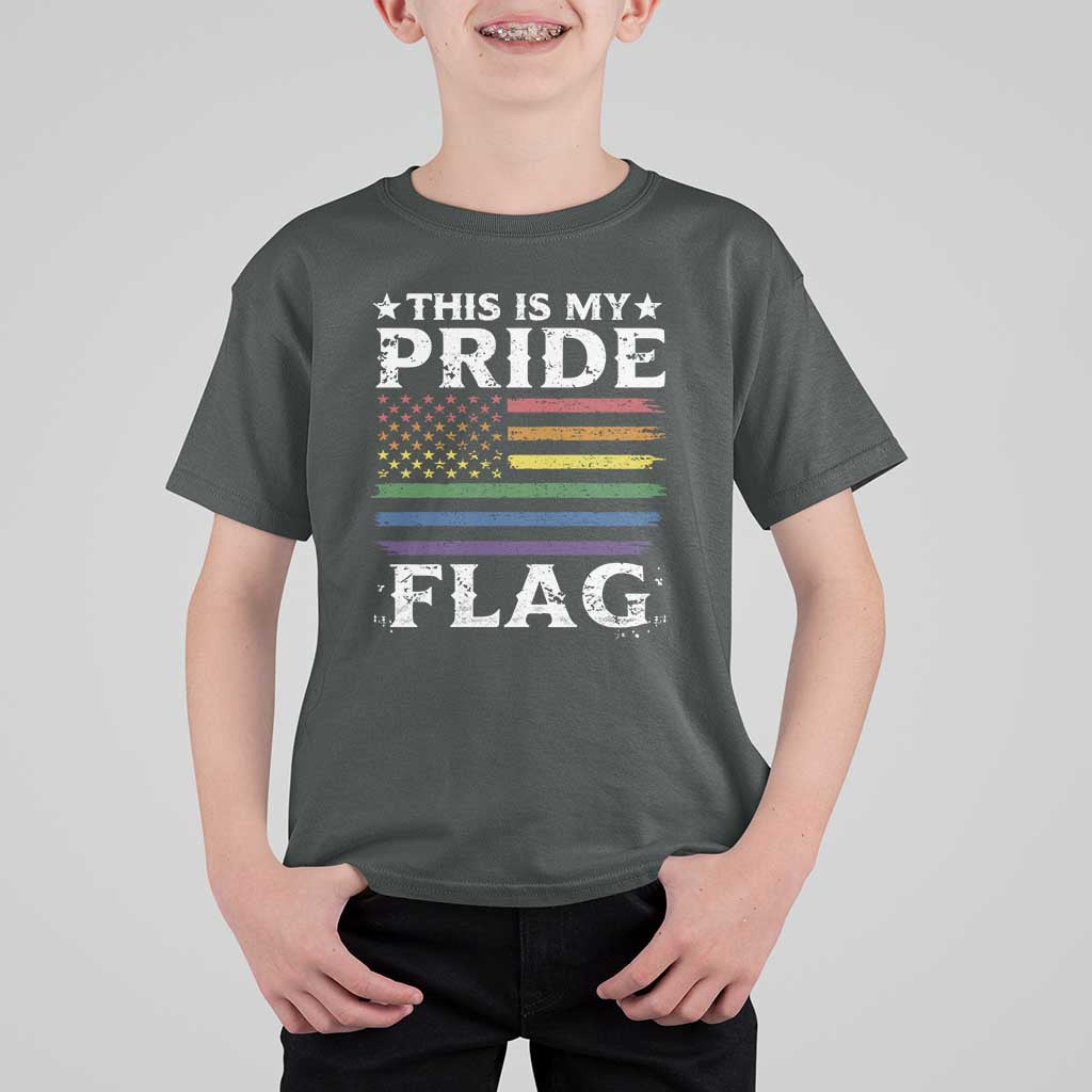 Funny LGBTQ This Is My Pride Flag T Shirt For Kid Rainbow American Flag - Wonder Print Shop