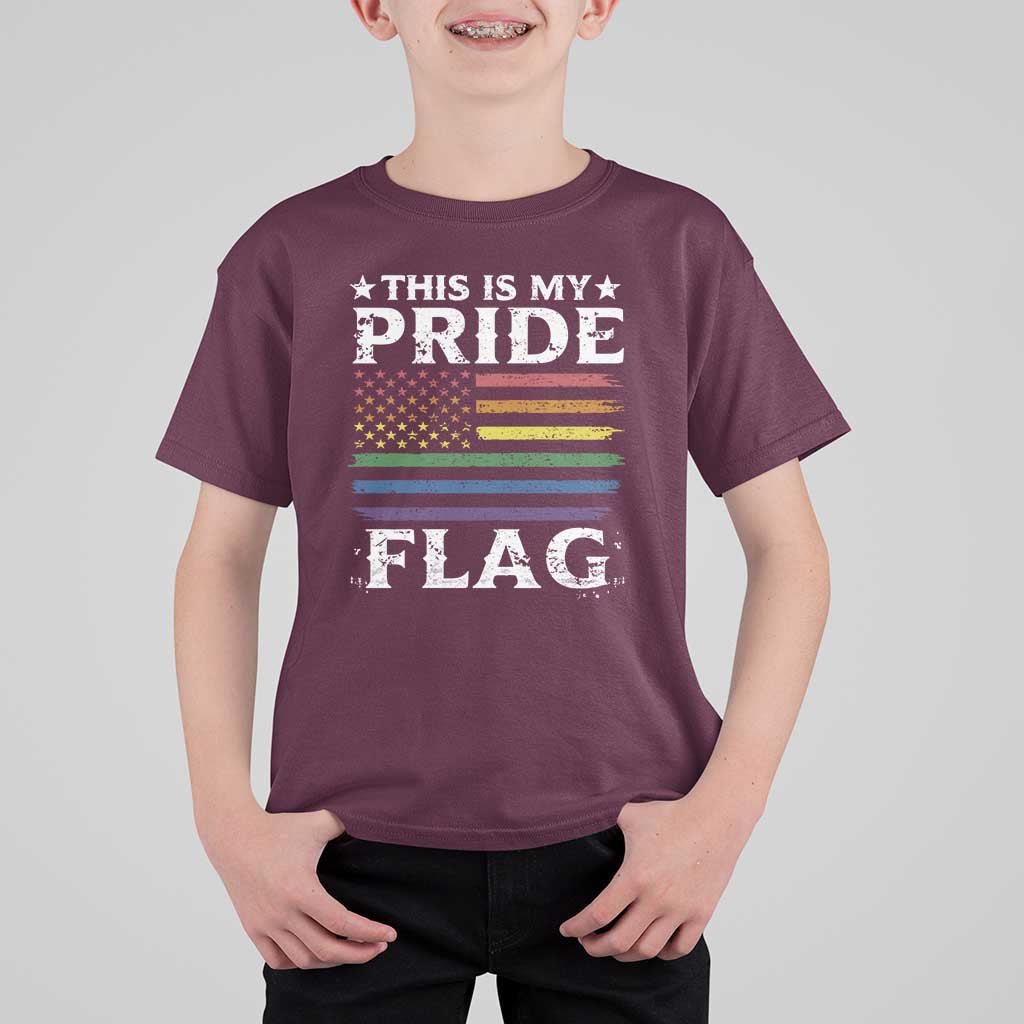 Funny LGBTQ This Is My Pride Flag T Shirt For Kid Rainbow American Flag - Wonder Print Shop