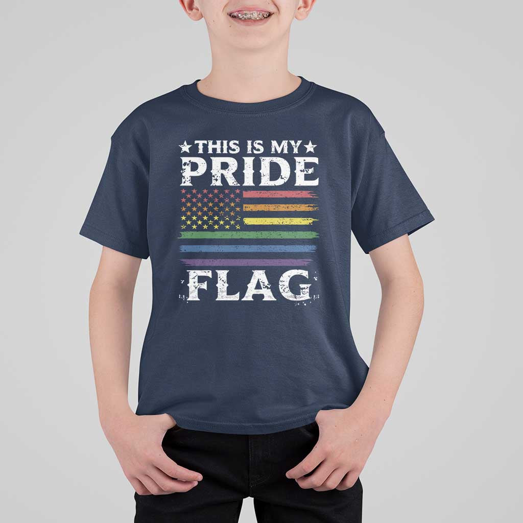 Funny LGBTQ This Is My Pride Flag T Shirt For Kid Rainbow American Flag - Wonder Print Shop