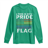 Funny LGBTQ This Is My Pride Flag Long Sleeve Shirt Rainbow American Flag - Wonder Print Shop