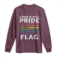 Funny LGBTQ This Is My Pride Flag Long Sleeve Shirt Rainbow American Flag - Wonder Print Shop