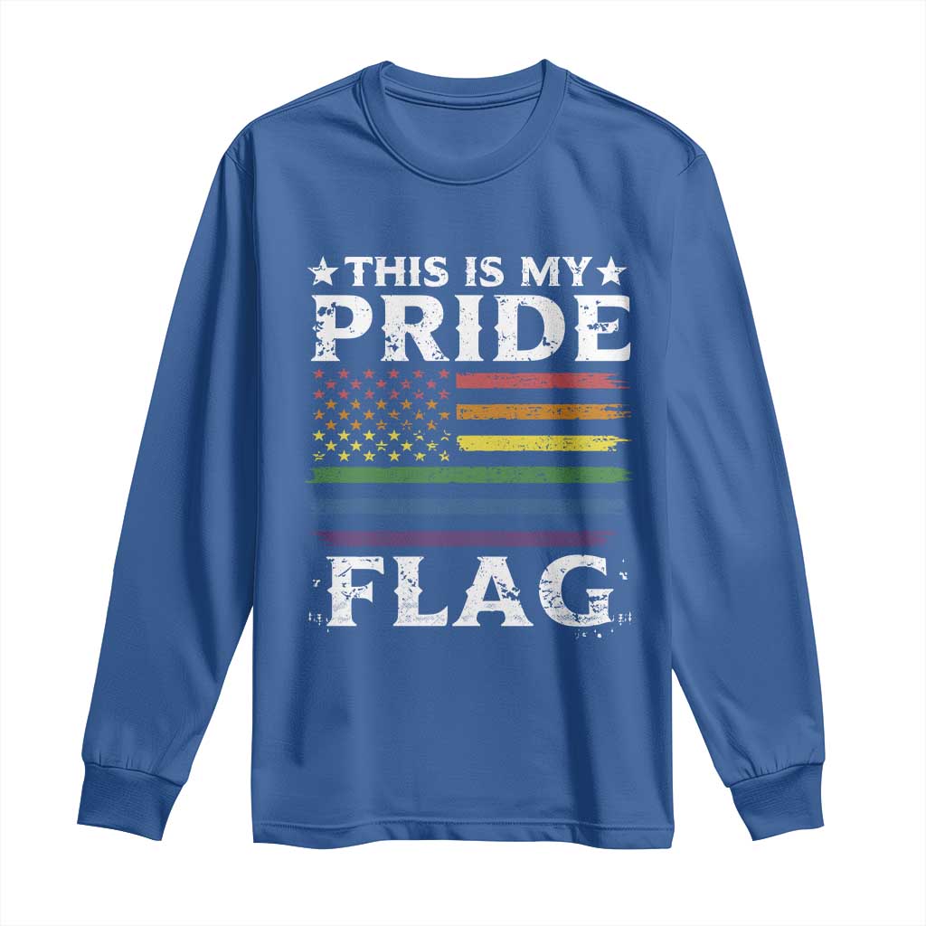 Funny LGBTQ This Is My Pride Flag Long Sleeve Shirt Rainbow American Flag - Wonder Print Shop