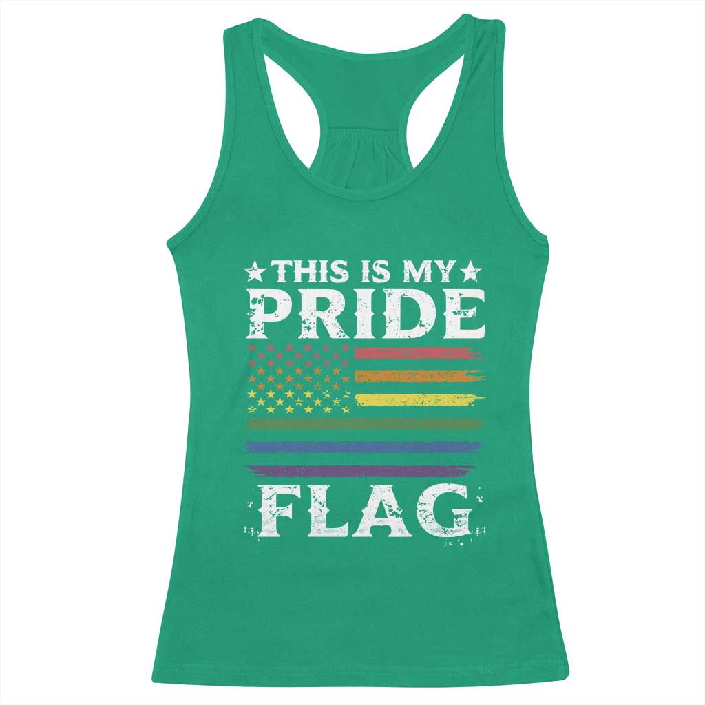 Funny LGBTQ This Is My Pride Flag Racerback Tank Top Rainbow American Flag - Wonder Print Shop