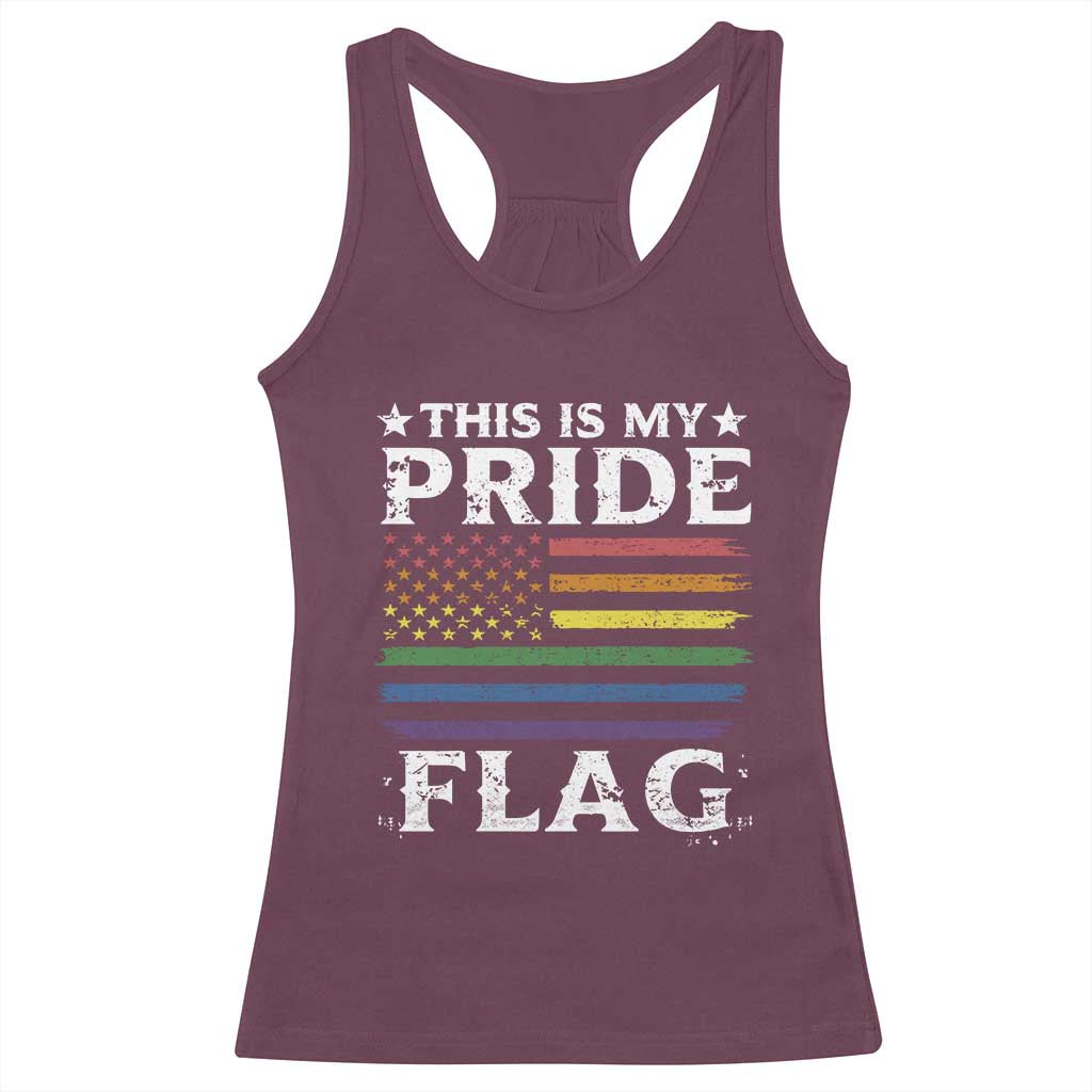 Funny LGBTQ This Is My Pride Flag Racerback Tank Top Rainbow American Flag - Wonder Print Shop