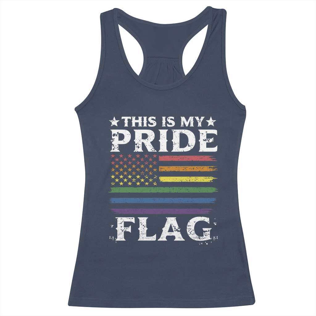 Funny LGBTQ This Is My Pride Flag Racerback Tank Top Rainbow American Flag - Wonder Print Shop