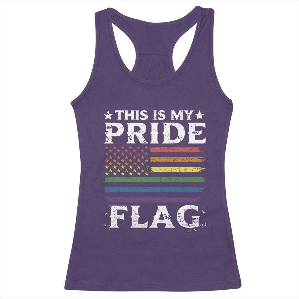 Funny LGBTQ This Is My Pride Flag Racerback Tank Top Rainbow American Flag - Wonder Print Shop