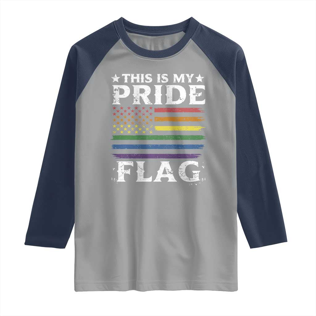 Funny LGBTQ This Is My Pride Flag Raglan Shirt Rainbow American Flag - Wonder Print Shop