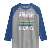 Funny LGBTQ This Is My Pride Flag Raglan Shirt Rainbow American Flag - Wonder Print Shop