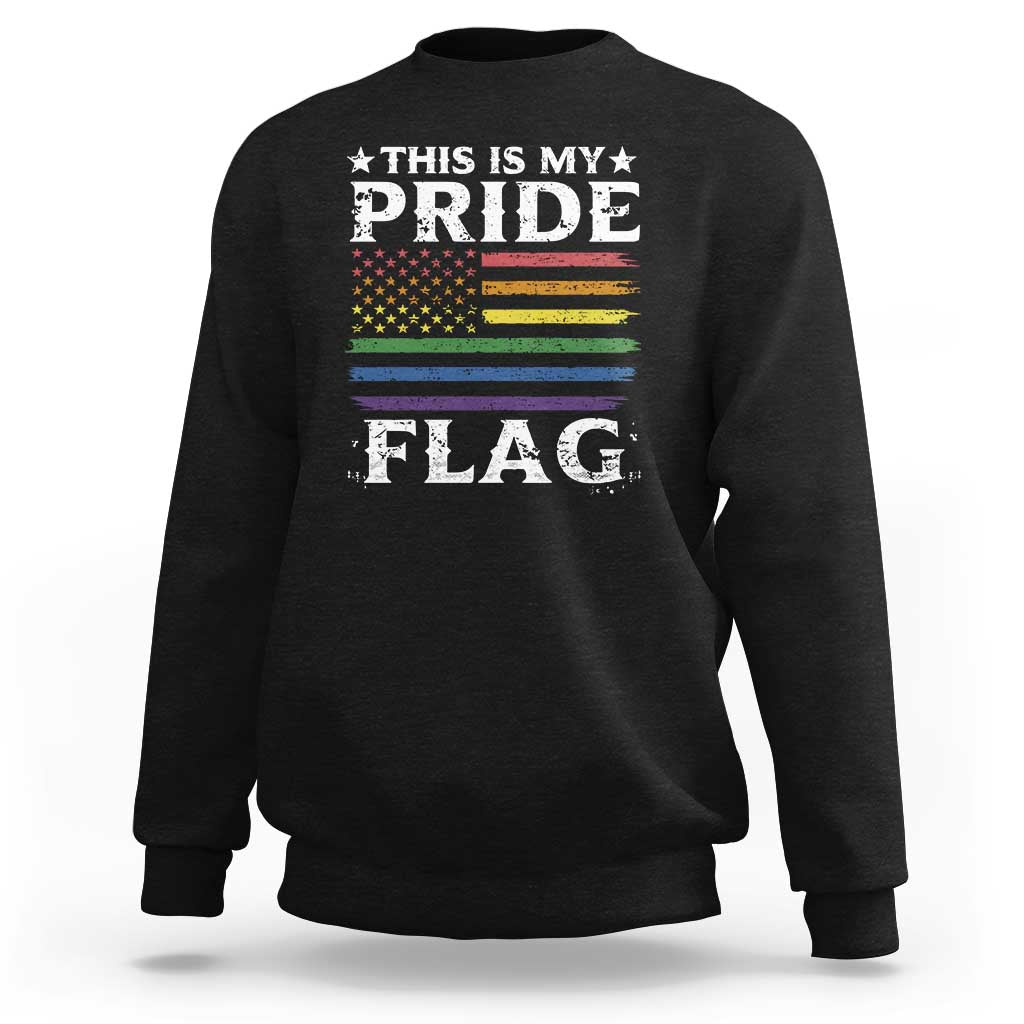 Funny LGBTQ This Is My Pride Flag Sweatshirt Rainbow American Flag - Wonder Print Shop