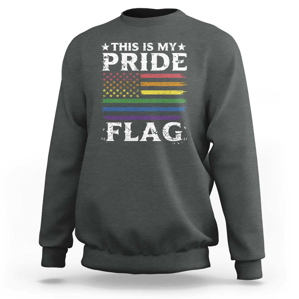 Funny LGBTQ This Is My Pride Flag Sweatshirt Rainbow American Flag - Wonder Print Shop