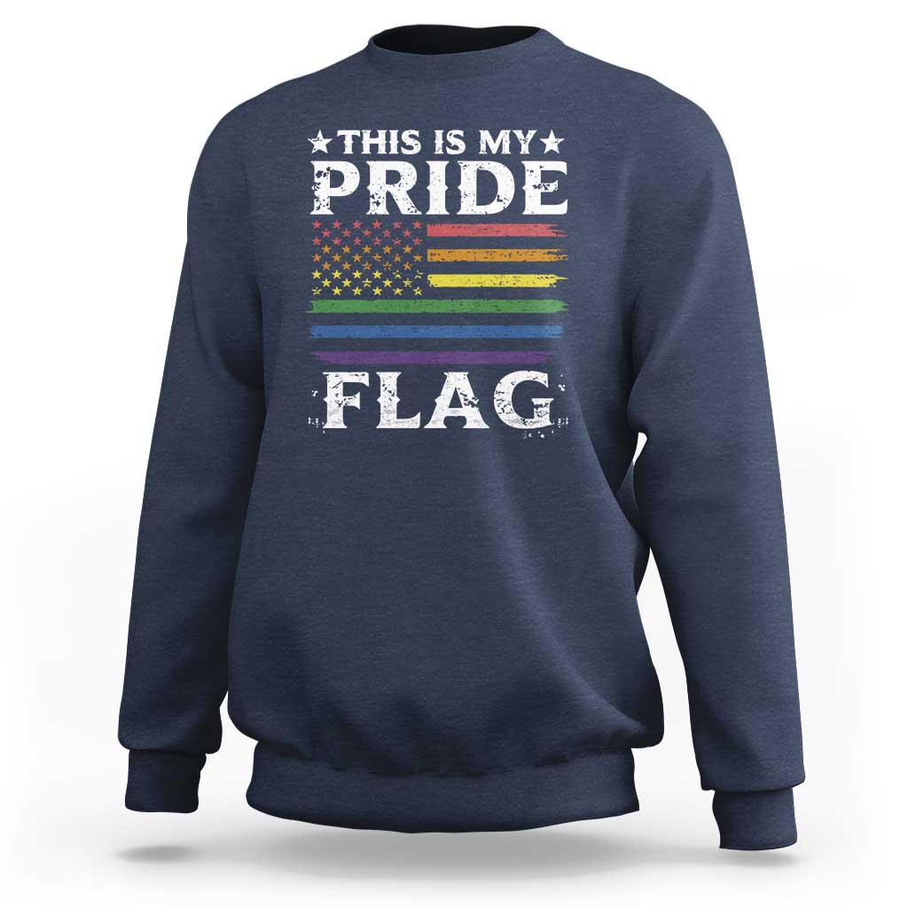 Funny LGBTQ This Is My Pride Flag Sweatshirt Rainbow American Flag - Wonder Print Shop