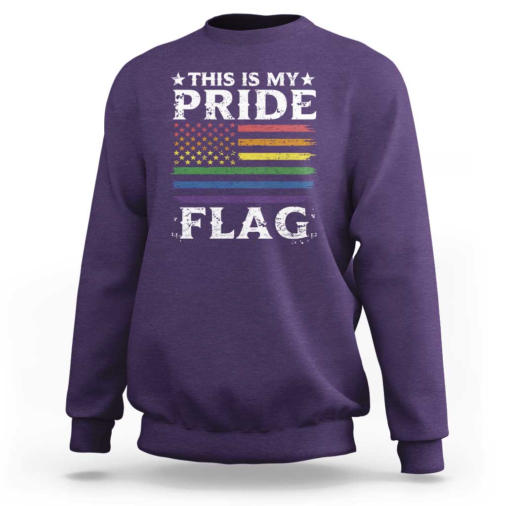Funny LGBTQ This Is My Pride Flag Sweatshirt Rainbow American Flag - Wonder Print Shop
