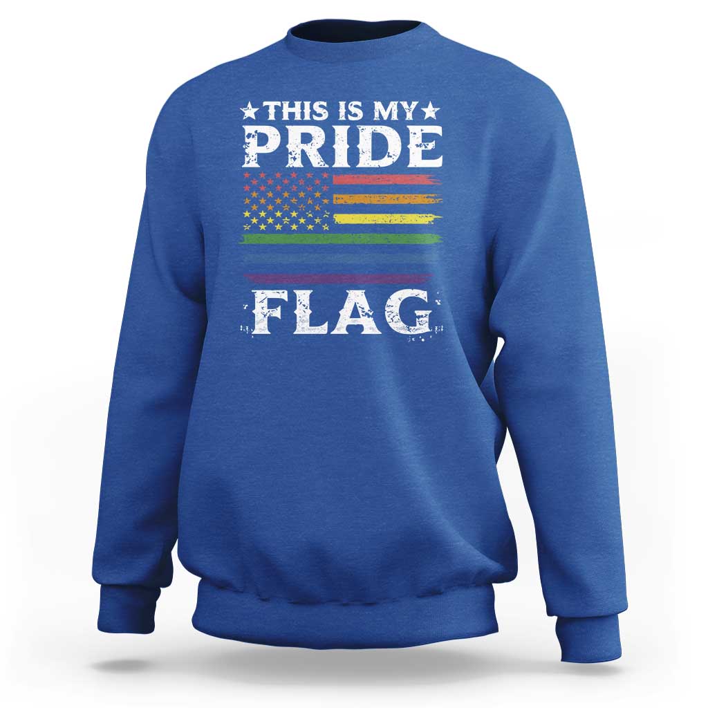 Funny LGBTQ This Is My Pride Flag Sweatshirt Rainbow American Flag - Wonder Print Shop