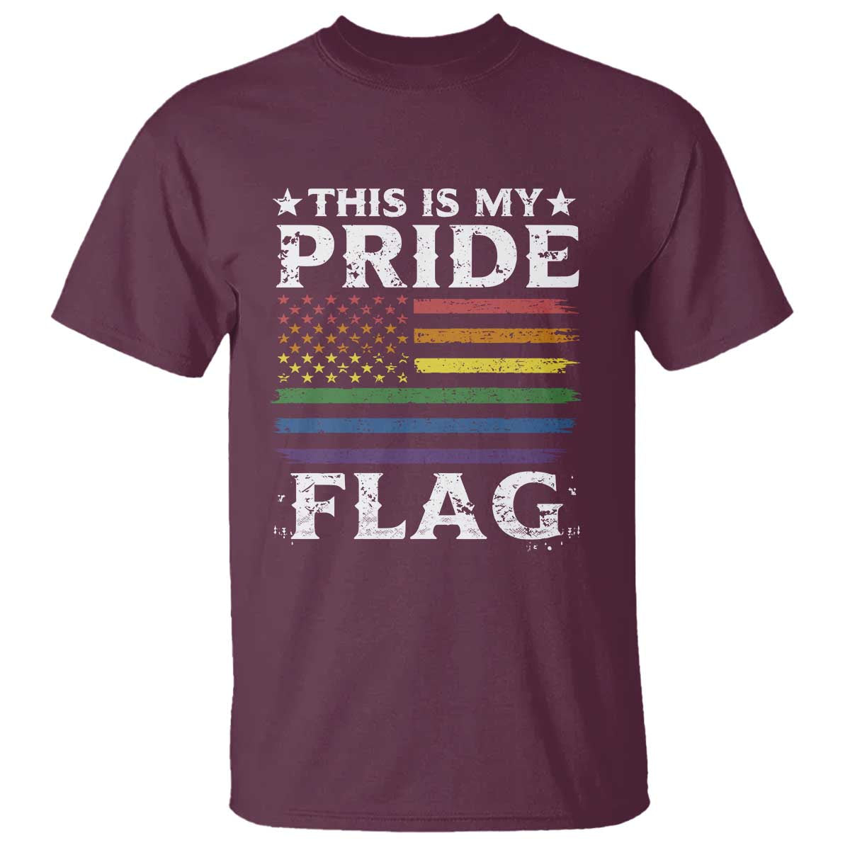 Funny LGBTQ This Is My Pride Flag T Shirt Rainbow American Flag - Wonder Print Shop