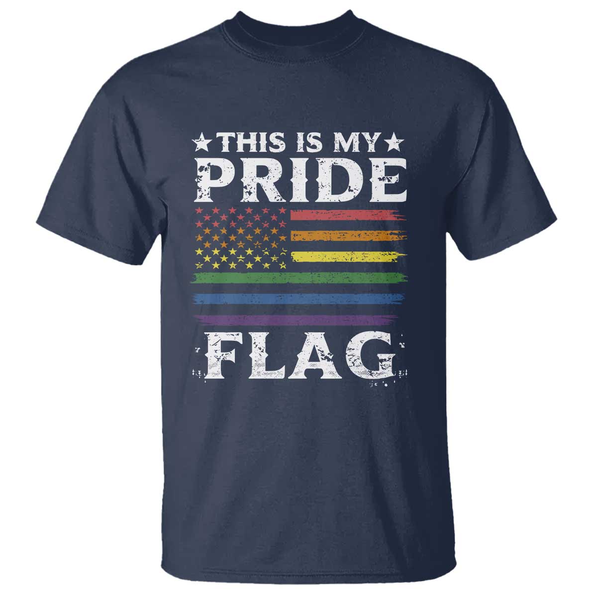 Funny LGBTQ This Is My Pride Flag T Shirt Rainbow American Flag - Wonder Print Shop