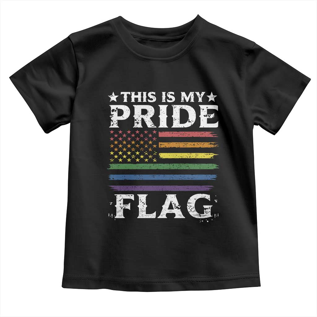 Funny LGBTQ This Is My Pride Flag Toddler T Shirt Rainbow American Flag - Wonder Print Shop