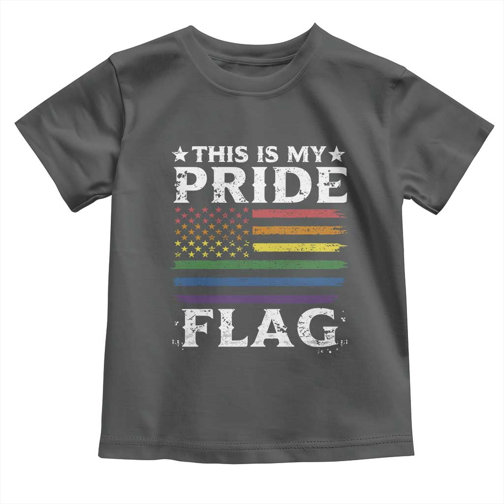 Funny LGBTQ This Is My Pride Flag Toddler T Shirt Rainbow American Flag - Wonder Print Shop